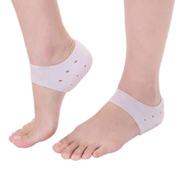 Imagem de Generic 1 par protetor de calcanhar de gel de silicone hidratante fascite plantar inserções de almofada protetora de calcanhar manga para fascite plantar, BRANCO