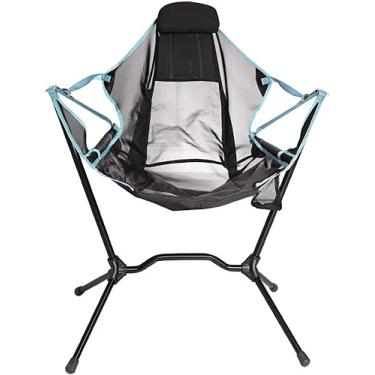 Imagem de Cadeira de balanço dobrável portátil para acampamento, cadeira de pesca ao ar livre, cadeira de balanço dobrável de praia, suporte de liga de alumínio, para acampamento, mochila, caminhadas (azul)