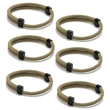 Imagem de TempBeau Conjunto de pulseiras de corda trançada náutica – 6 peças de pulseiras trançadas ajustáveis, pulseira de corda marinha marinha feita à mão com nó de metal, pulseiras trançadas masculinas e