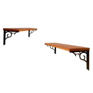Imagem de Kit 2 Prateleiras Kalise 60Cm Preta Arabesco Metal