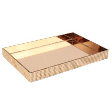 Imagem de Bandeja Retangular Decorativa BTC em Vidro Espelhado 3,3 x 30 x 20 cm - Bronze