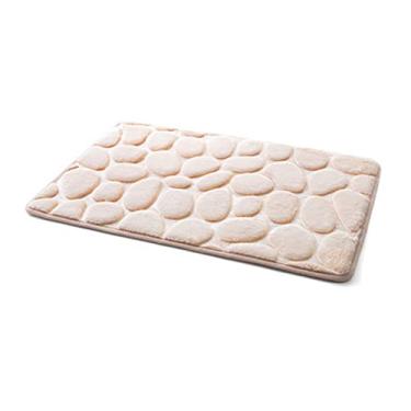 Imagem de Kit de tapete de espuma de memória para banheiro de lã coral tapete higiênico padrão de banho tapetes antiderrapantes conjunto tapete tapete para decoração de banheiro, bege, 400 mm x 600 mm