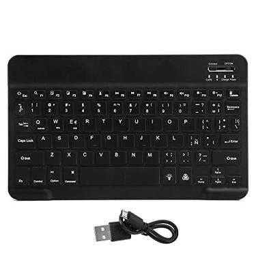 Imagem de Teclado Bluetooth sem fio, teclado Bluetooth com teclado quadrado ultra fino de 10" com luz de fundo RGB, teclado portátil de idioma pequeno para computador tablet de telefone (tailandês)