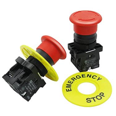 Imagem de mxuteuk Peças 22Mm Cogumelo Vermelho Interruptor De Botão De Parada De Emergência Ac 660V 10A, Hb2-Es544 2Nc