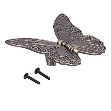 Imagem de plplaaobo Alça em forma de borboletas, puxador de armário de furo duplo de furo único, puxador para porta de gaveta para casa