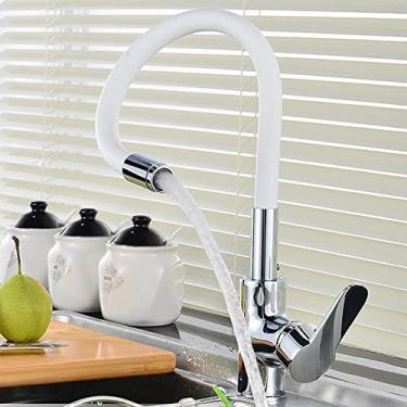 Imagem de Latão Sílica Gel Nariz Qualquer Sentido Torneira de Cozinha Giratória Misturador Água Fria e Quente Torneira Cozinha Torneiras Monocomando,Branco,China