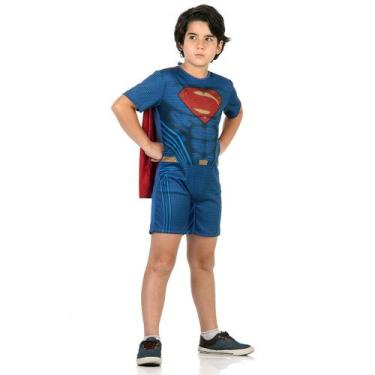 Imagem de Fantasia Super Homem Curto Infantil - Liga Da Justiça - Liga Da Justiç