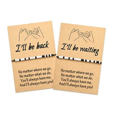 Imagem de Conjunto de Pulseiras de Casal de Promessa Tarsus Pinky para Dia dos Namorados, Código Morse, Presentes para Namorada, Namorado Dele Preto