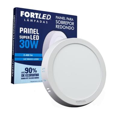 Imagem de Painel Led 30W Redondo Branco Frio Sobrepor Fortled