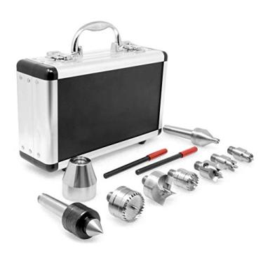 Imagem de WEN LA0009 Kit de torno de madeira MT2 de 9 peças com caixa de alumínio