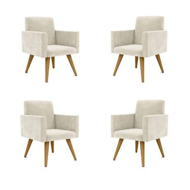 Imagem de Kit 4 Cadeiras Recepção Poltrona Escritório bege