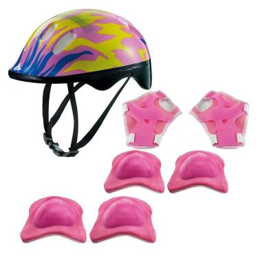 Imagem de Kit De Protecao Chamas Rosa C/ Capacete KJ19RS - Zippy Toys