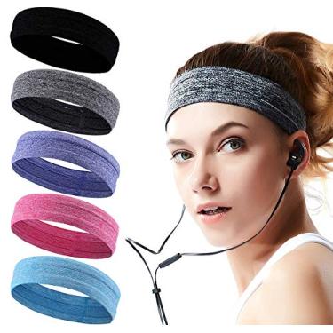 Imagem de HLenyoy Faixa de cabeça esportiva para yoga, corrida, esportes, viagens, treino, para mulheres, pacote com 5