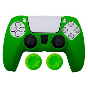 Imagem de Capa Capinha Case Skin Compatível com Controle Joystick do Playstation 5 PS5 Protetora Anti Impacto Queda Silicone Alta Proteção (Verde)