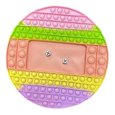 Imagem de Pop It Fidget Toys Brinquedo Anti-stress Jogo Tabuleiro Grande Circulo Colorido c/ 2 Dados Game Brinquedo Xadrez Sensorial Antistresse Autismo