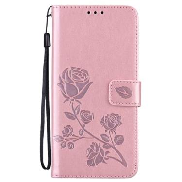 Imagem de ZiEuooo Capa de telefone fashion requintada rosas 3D PU + TPU para Samsung Galaxy A40 A42 A50 A60 A70 A81 A91 S 5G Shell com porta-cartão carteira capa traseira à prova de queda (rosa, A40)