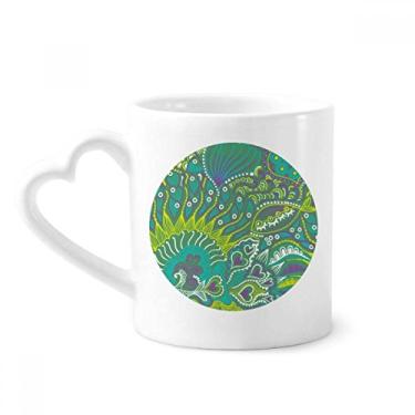 Imagem de Caneca abstrata de peixes verdes com desenho de linha caneca café cerâmica copo de coração de vidro