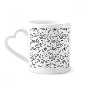 Imagem de Caneca de comida de pizza de queijo cogumelo café cerâmica copo de coração de vidro