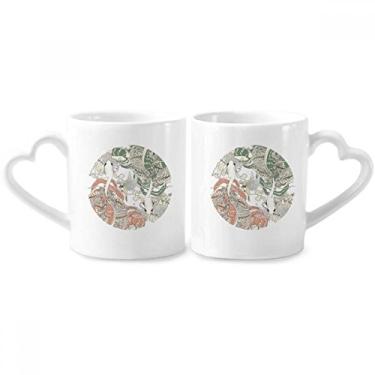 Imagem de Ukiyo-e Wing Carp Bird Japan Couple Porcelain Mug Set Ceramic Lover Cup Heart Handle