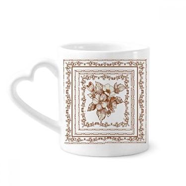Imagem de Moldura de flor de arte barroca caneca de padrão moderno café cerâmica copo de coração de vidro