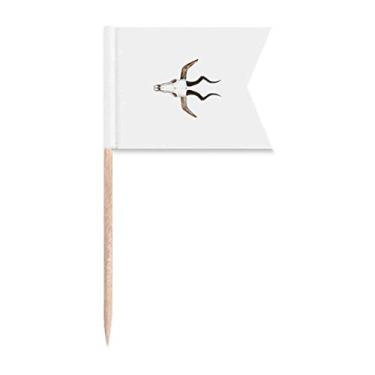 Imagem de Combinação de chifre de osso para gado, palito, bandeiras para marcação de rotulagem para bolo de festa, prato de queijo