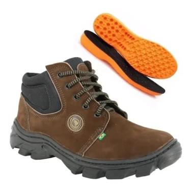 Imagem de BOTA DE SEGURANÇA ECOSAFETY PS106AP-100 BICO PVC COURO NOBUCK CAFÉ C.A 17144 + PALMILHA ANATÔMICA Tamanho:45