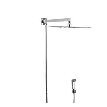 Imagem de Ducha Chuveiro Inox 25x25 Cm Com Desviador E Ducha De Mão