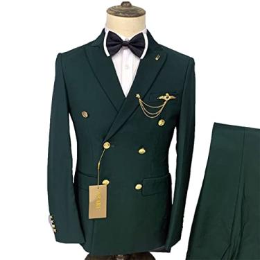 Imagem de Blazer masculino jaqueta blazer de casamento casacos esportivos elásticos de dois botões jaqueta slim fit para festa ternos de 2 peças, verde, G (50/34)