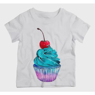 Imagem de Camiseta Infantil Cupcake Azul Com Cereja