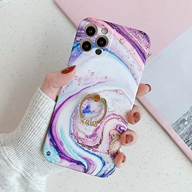 Imagem de Luxo Iridescence Marble Ring Support Soft Phone Case For Iphone 12 11 Pro MAX X XR XS Mini 7 8 Plus SE 2020 Shockproof Cover, Style 4, For iPhone11Pro Max