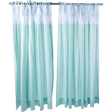 Imagem de Cortina para Quarto de Bebê Prega Laço Bordado Inglês Mint - Biramar Baby