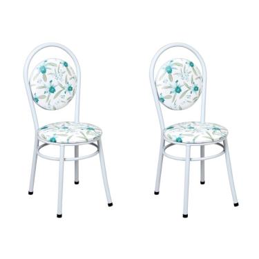 Imagem de Conjunto com 2 Cadeiras Gabriela Branco e Floral Azul