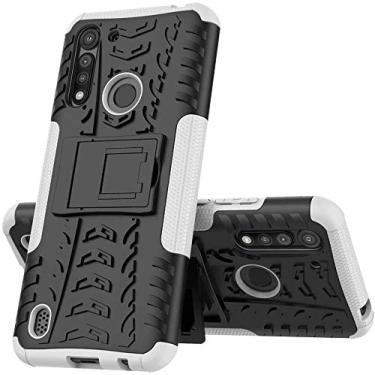 Imagem de Capa Capinha Anti Impacto Para Motorola Moto G8 Power Lite com Tela de 6.5" polegadas Case Armadura Hybrid Reforçada Com Desenho De Pneu - Danet (Preto com Branco)