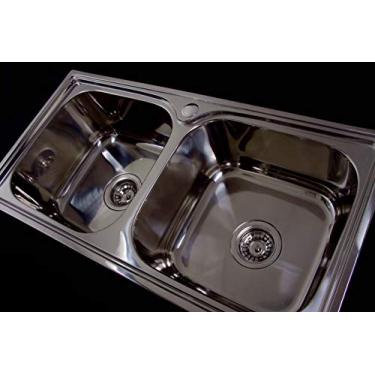 Imagem de Cuba De Aço Inox Dupla Pia De Cozinha Stanox com valvulas