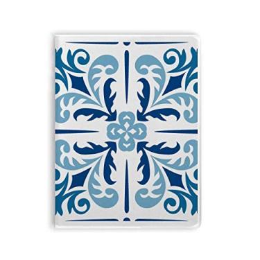Imagem de Caderno de ilustração floral azul Marrocos capa de goma para diário capa macia