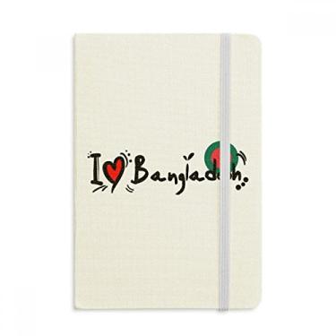 Imagem de Caderno de ilustração de coração I Love Bangladesh com a bandeira da palavra Love em tecido oficial capa dura para diário clássico