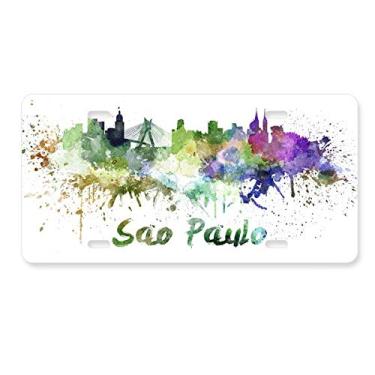 Imagem de DIYthinker Placa de licença em aquarela da cidade do Brasil, da São Paula, etiqueta de aço inoxidável para decoração de automóveis