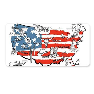 Imagem de DIYthinker Mapa dos Estados Unidos Ilustração Palavra Liberdade Placa Decoração Aço Inoxidável Automóvel