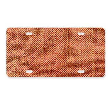 Imagem de DIYthinker Tecido marrom linho abstrato placa de carro decoração de carro acessório de aço inoxidável