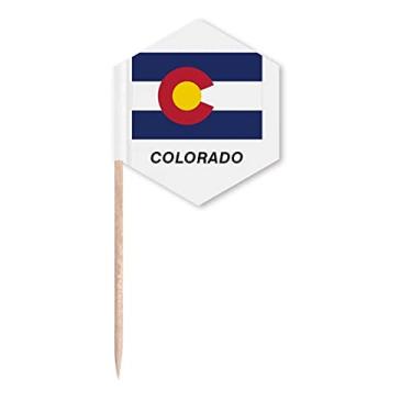 Imagem de Bandeira do estado americano com perfil de palitos do Colorado e bandeiras de palitos para cupcakes festas comemorativas