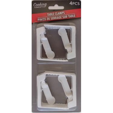 Imagem de Grampos para mesa Cooking Concepts de plástico branco com mola de 4 unidades
