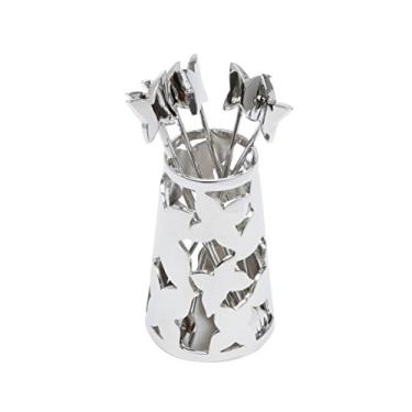 Imagem de Conjunto 6 Palitos C/suporte De Zamac Niquelado Butterfly 10cm Lyor Prata Único