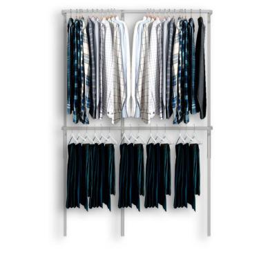 Imagem de Arara cabideiro aramado trilho parede closet loja suspenso Br 1,60 m