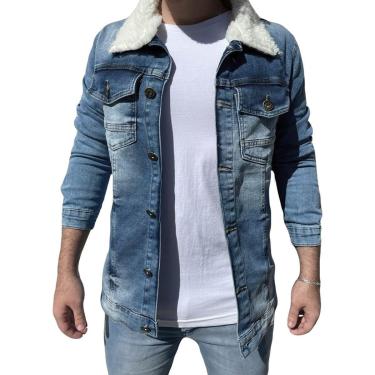 Imagem de Jaqueta Jeans Masculina Super Slim Pelinho Na Gola Premium-Masculino