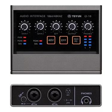 Imagem de Profissional Placa de Som Audio,Bluetooth MP3 Entrada para computador 48V Phantom Power Estéreo DJ Studio Streaming (Q-16)
