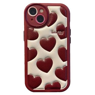 Imagem de Love Life Wind Red Heart Cute Back Cover For iPhone 14 12 11 13 Pro Max 14 Plus PU Leather Phone Case Shell, Style 01, For iphone 13