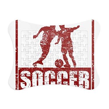 Imagem de Enfeite de quebra-cabeça de futebol americano com moldura de quebra-cabeça para decoração de imagem do jogador de futebol vermelho
