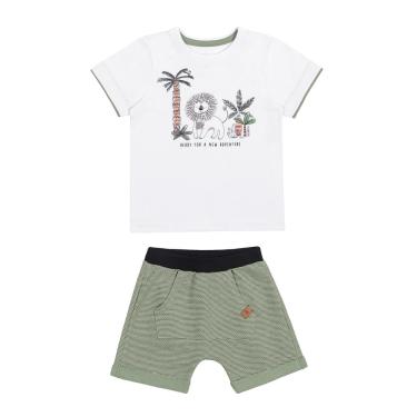 Imagem de Conjunto Infantil Masculino Camiseta Camisa Leão Palmeira Com Bermuda Em Moletom Alakazoo