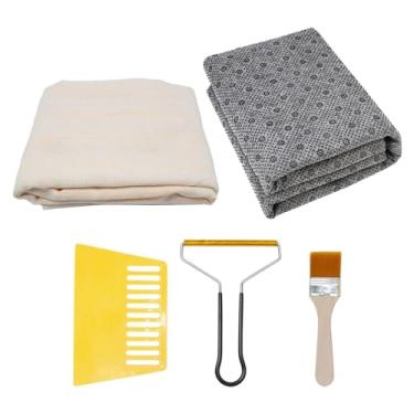 Imagem de Dynwave 5 peças tufos pano primário tufos pano com linhas marcadas escova perfuradores agulha poliéster tufos tecido tapete de apoio tecido, 1x1.8m e 1x1.8m