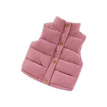 Imagem de POLG Casaco infantil para meninos e meninas, colete de veludo cotelê para bebês ao ar livre, colete de torre, jaquetas, roupas de dinossauro para meninas, Vermelho, 3-4 Anos